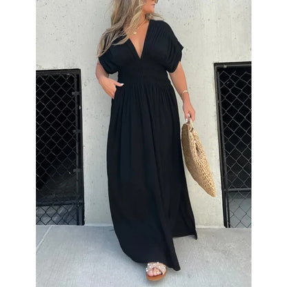 Mia™| V-neck slit dress